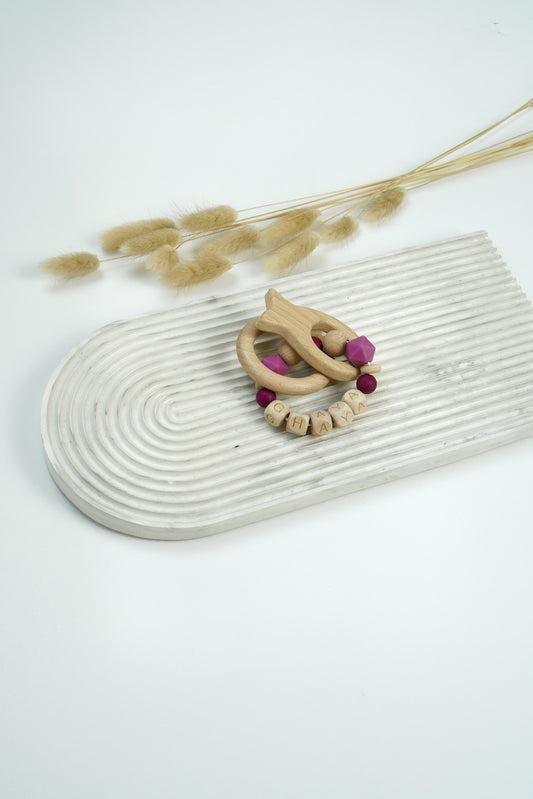 Personalized Teething Ring - Maroon