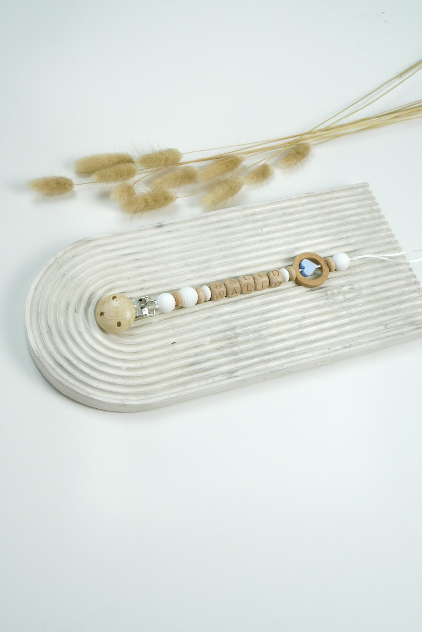 Personalized Pacifier Clip - Blue Heart