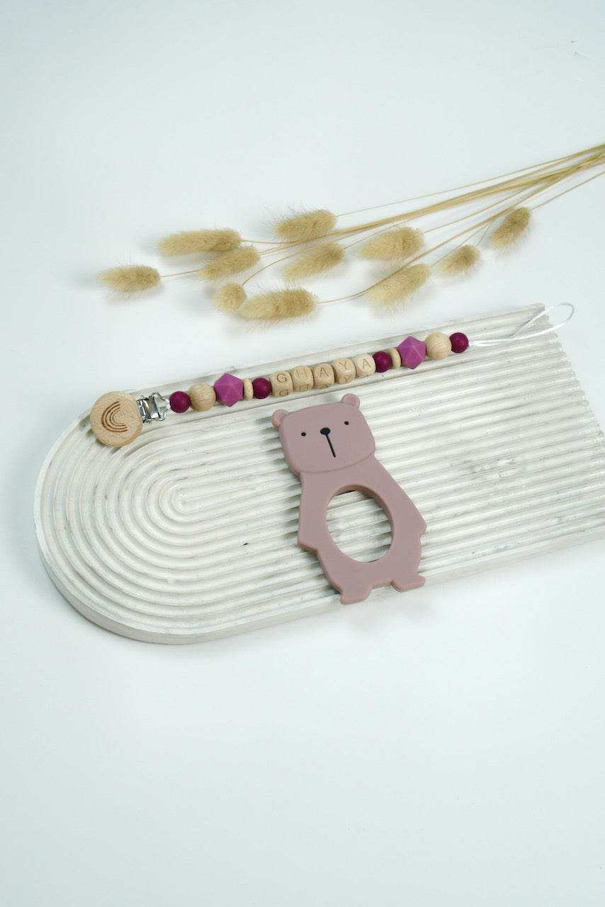 Personalized Pacifier Clip - Maroon