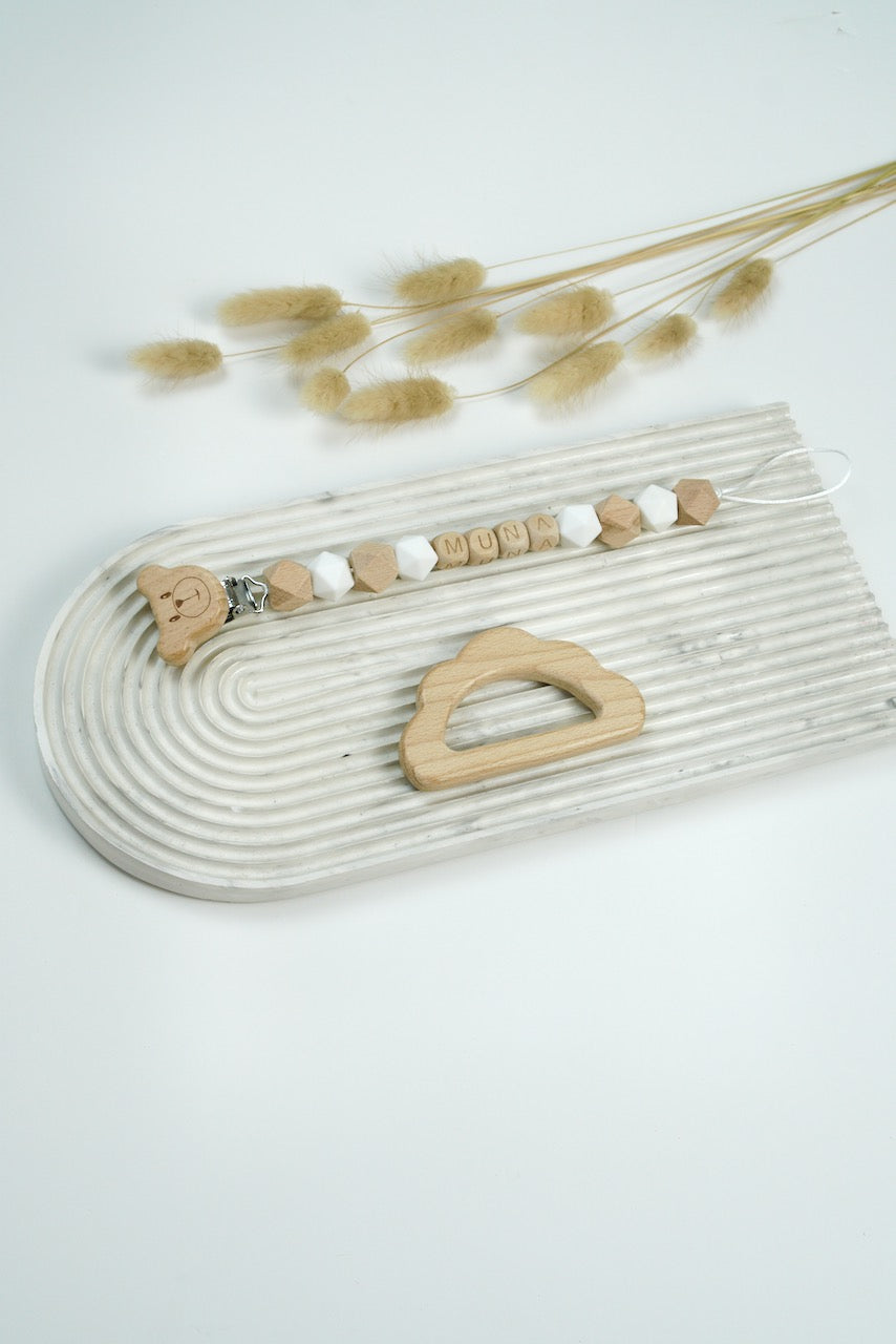 Personalized Pacifier Clip - Neutral Hex