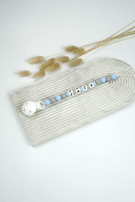 Personalized Pacifier Clip - Light Grey