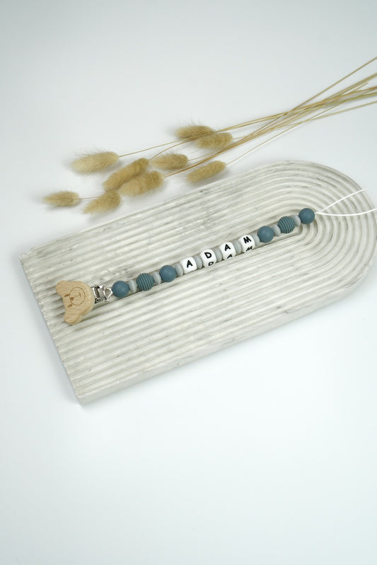Personalized Pacifier Clip - Dark Grey