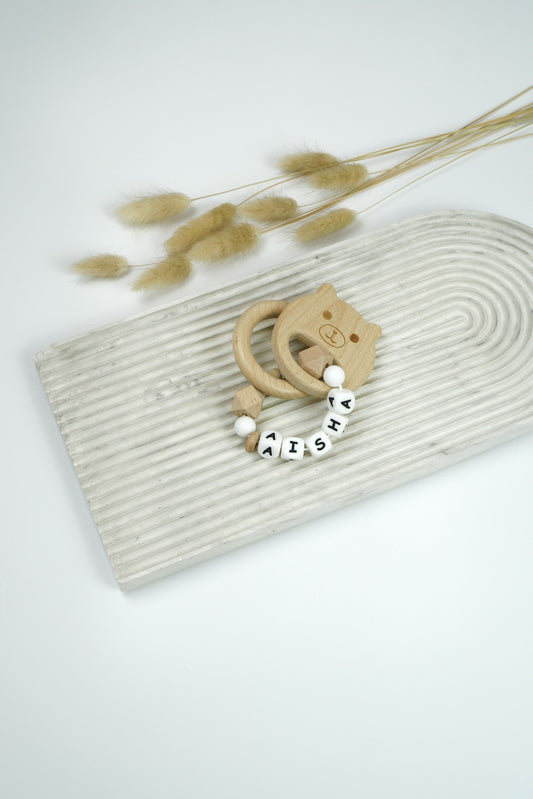 Personalized Teething Ring - Neutral White