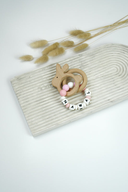 Personalized Teething Ring - Gradient Pink