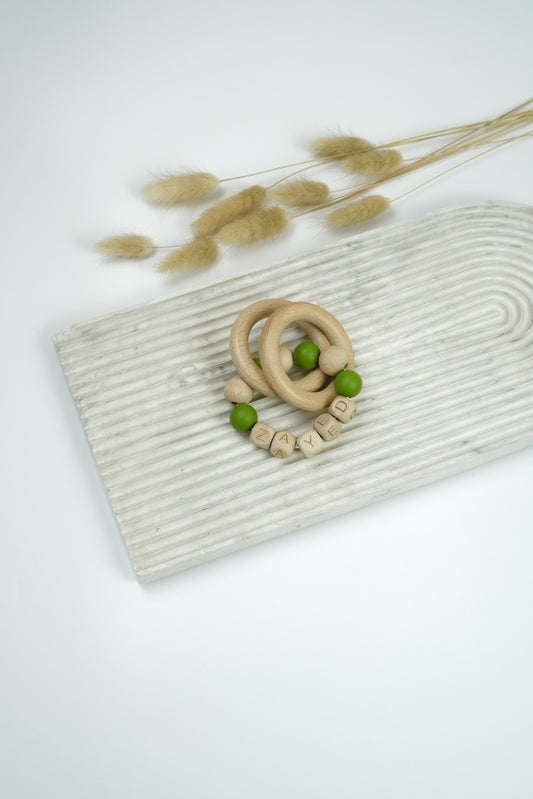 Personalized Rattle Ring - Green