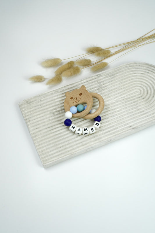 Personalized Teething Ring - Gradient Blue
