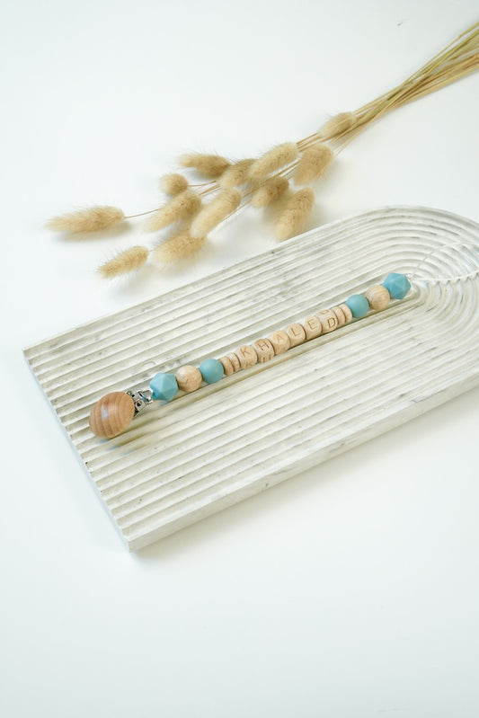 Personalized Pacifier Clip - Dusty Blue