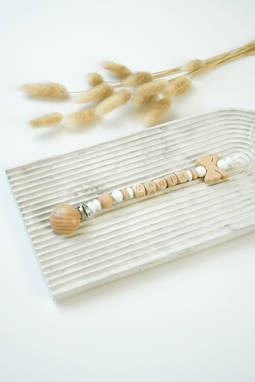 Personalized Pacifier Clip - Neutral Bow
