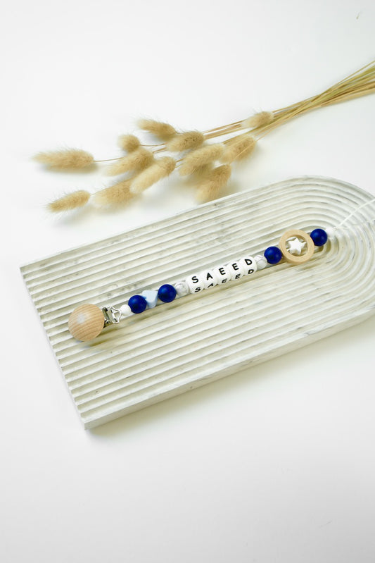Personalized Pacifier Clip - Navy Blue