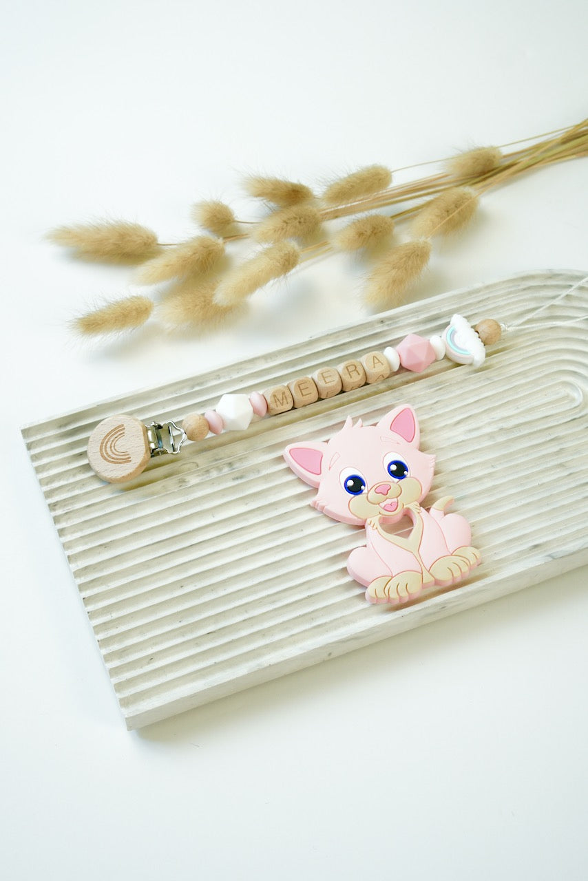 Personalized Pacifier Clip - Pink Rainbow