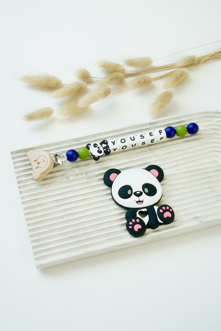 Personalized Pacifier Clip - Blue Panda