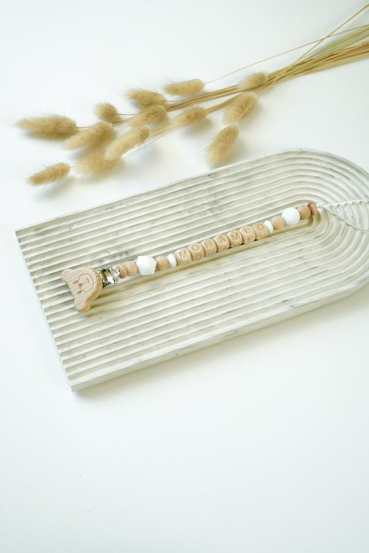 Personalized Pacifier Clip - Neutral White