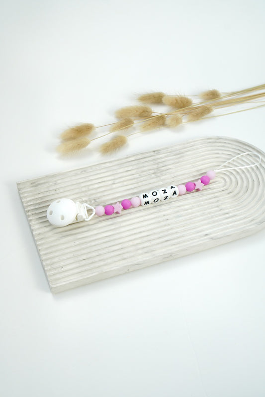 Personalized Pacifier Clip - Purple Stars