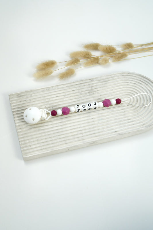 Personalized Pacifier Clip - White & Maroon